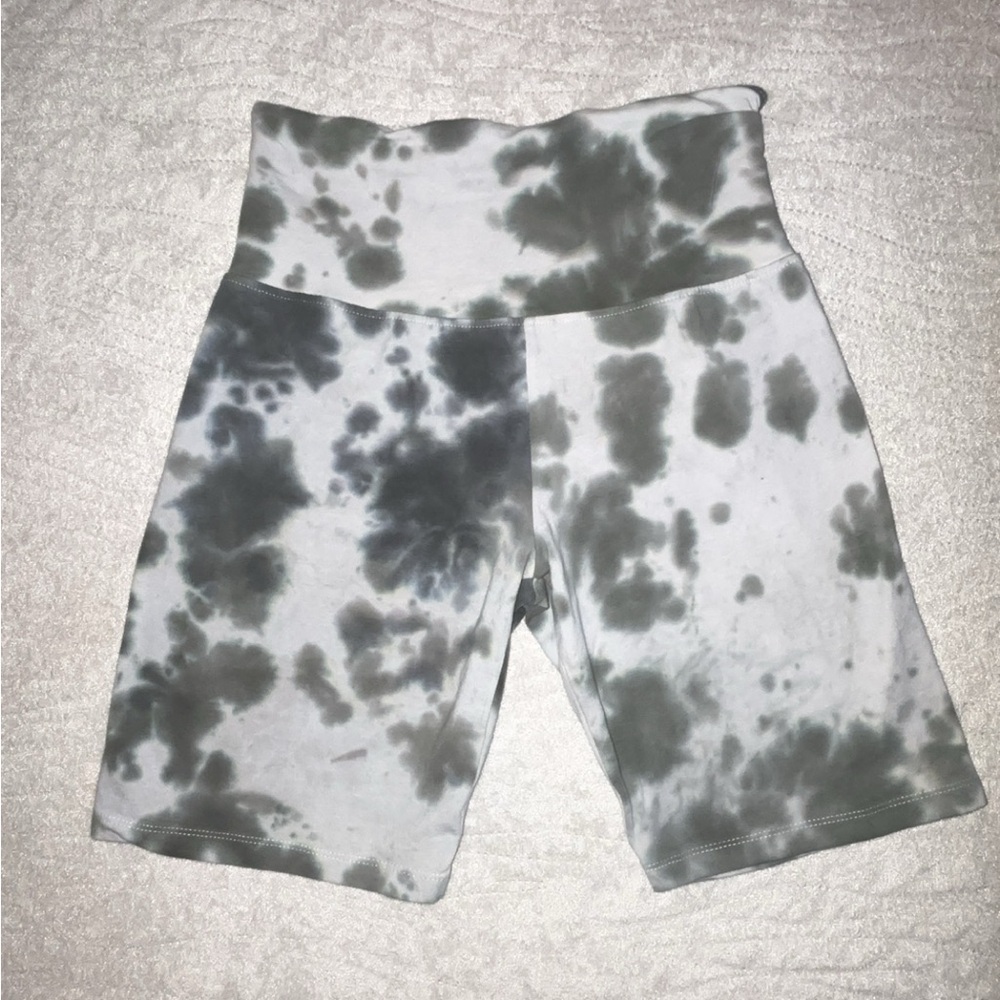 LOVE PEACE AND LAZY DAYS Tie Dye Yoga Gym Biker Exercise High Waist Shorts
